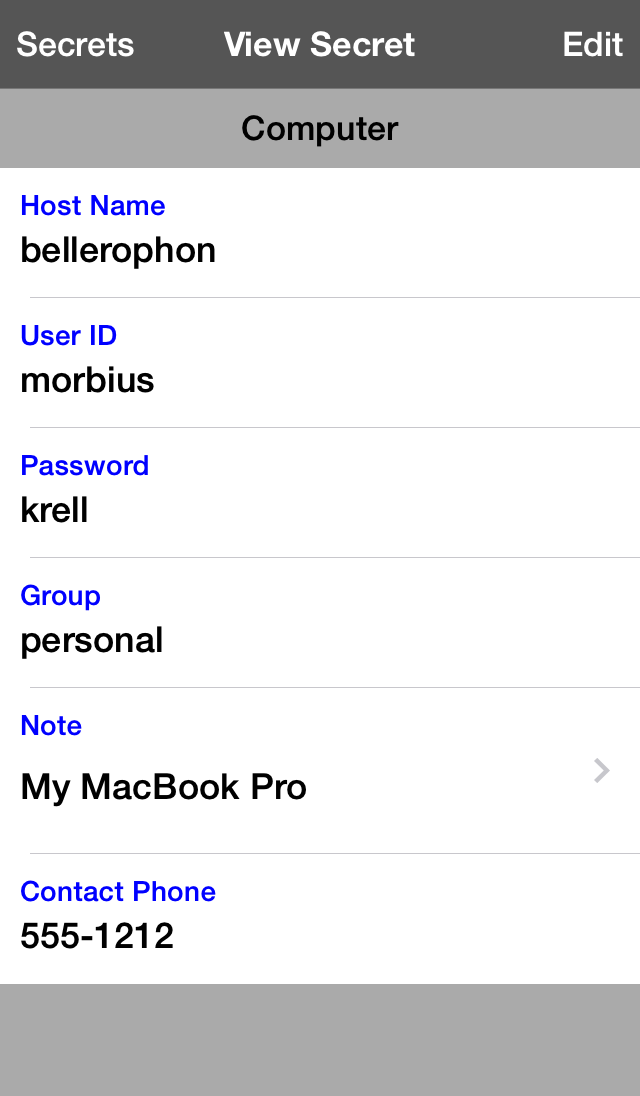 groups screen for The Vault