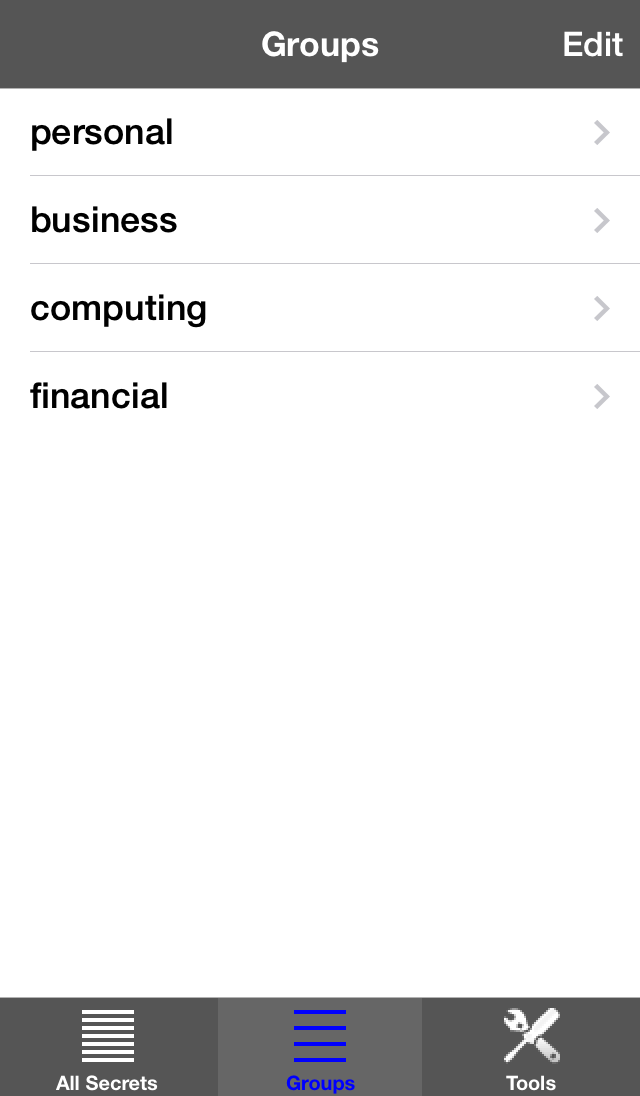 groups screen for The Vault
